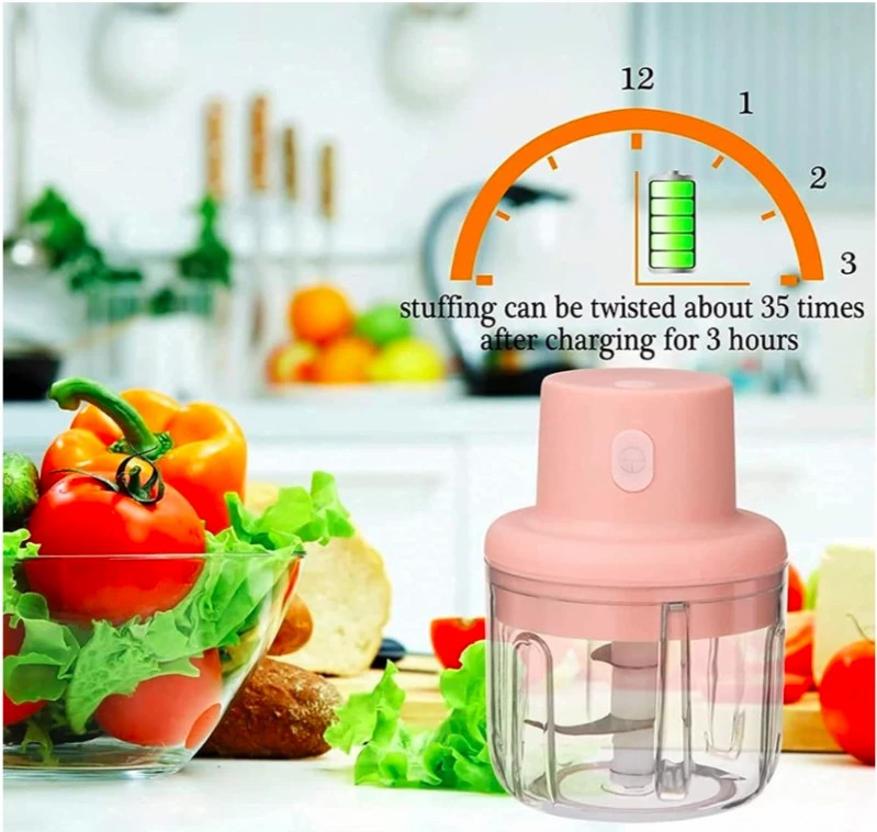 Portable USB Rechargeable Electric Fruit Vegetable Onion Garlic Cutter Food Speedy Chopper Mini Slicer, Food Processor 250 ml