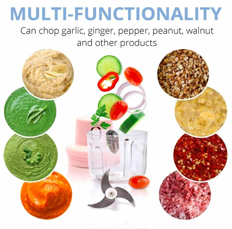 Portable USB Rechargeable Electric Fruit Vegetable Onion Garlic Cutter Food Speedy Chopper Mini Slicer, Food Processor 250 ml